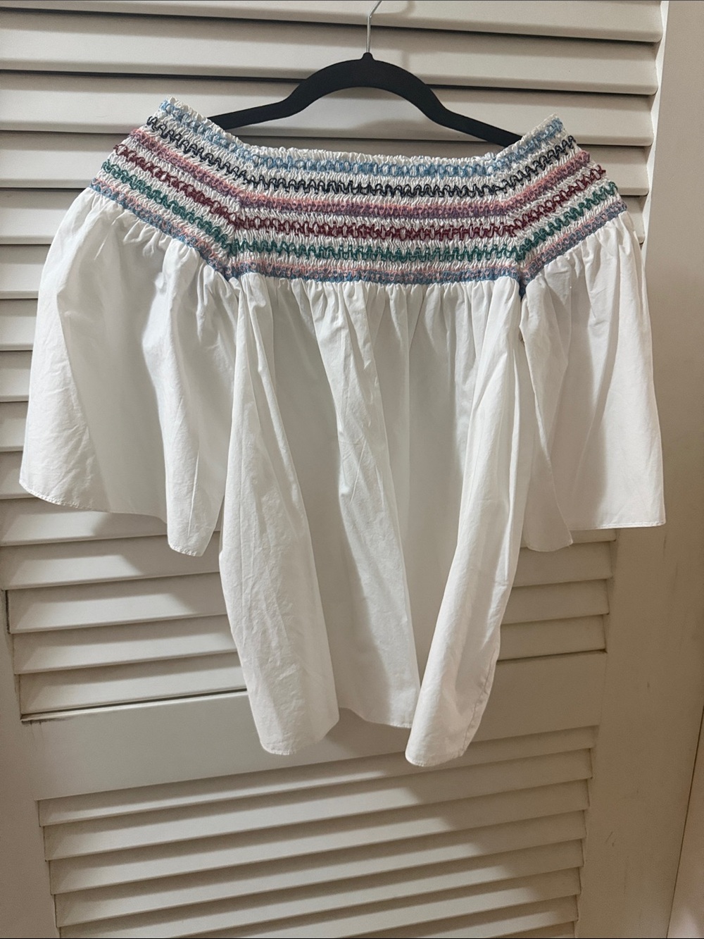 Parker White Off-Shoulder Top with Multicolor Embroidered Yoke - Picture 2 of 4